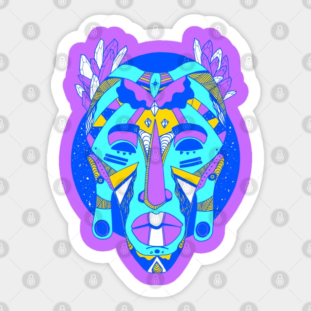 African Mask 1 - Blue Edition Sticker by kenallouis